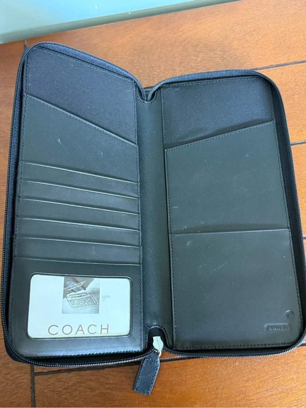 Vintage Coach Nylon Leather Trim Slim Black Credit Card Travel Organizer Wallet